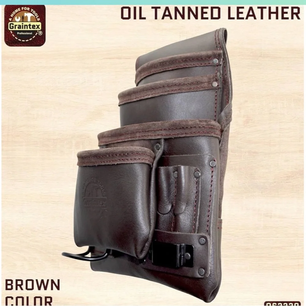 Premium Dark Brown Leather Tool Pouch